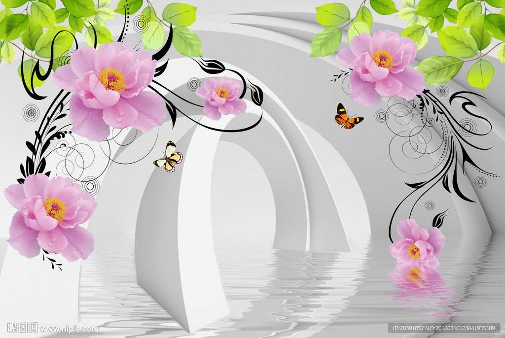 3D花朵背景墙
