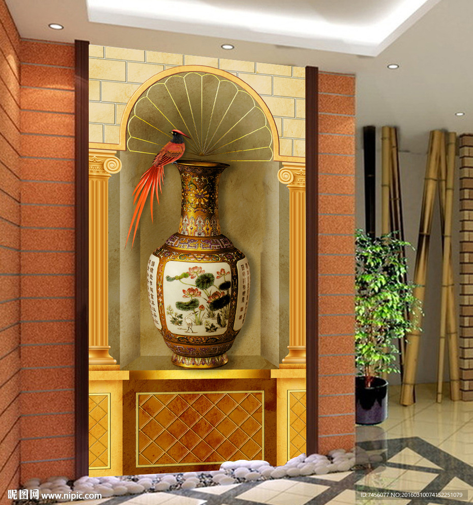 高档花瓶玄关平面图