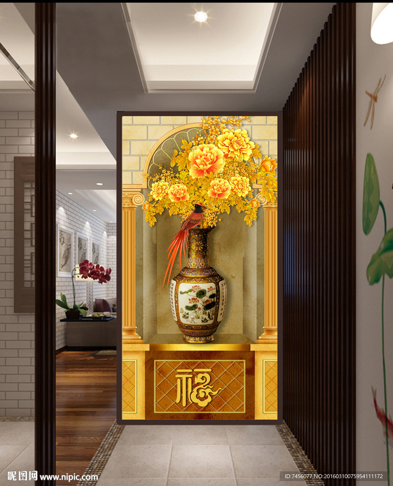高档花瓶唯美玄关平面图