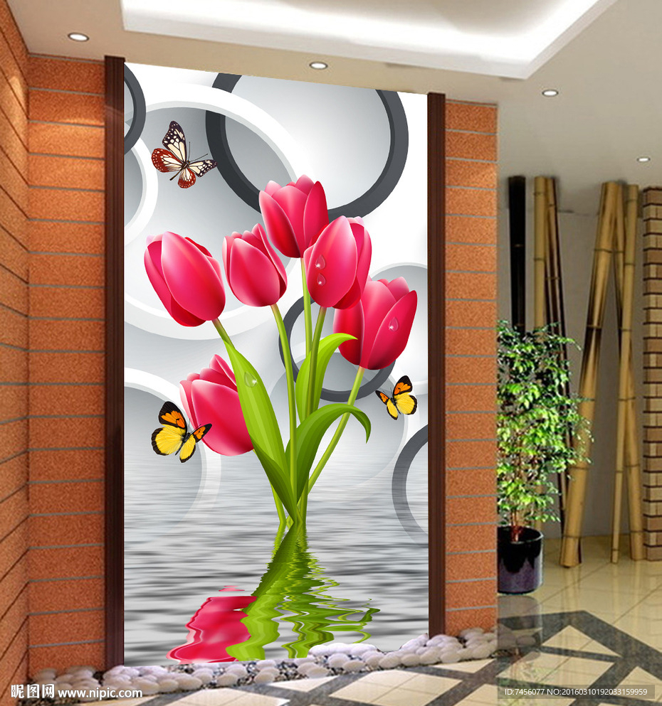 百合花水中花玄关平面图