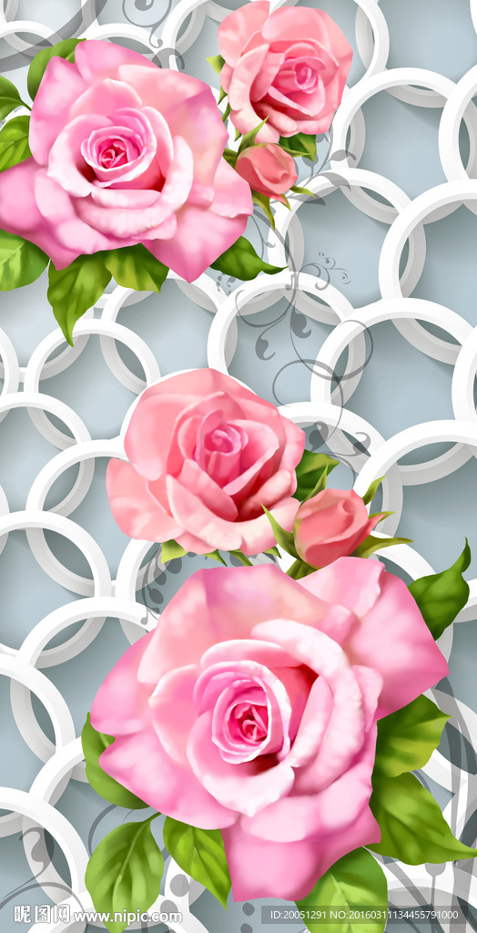 3d立体花朵背景墙