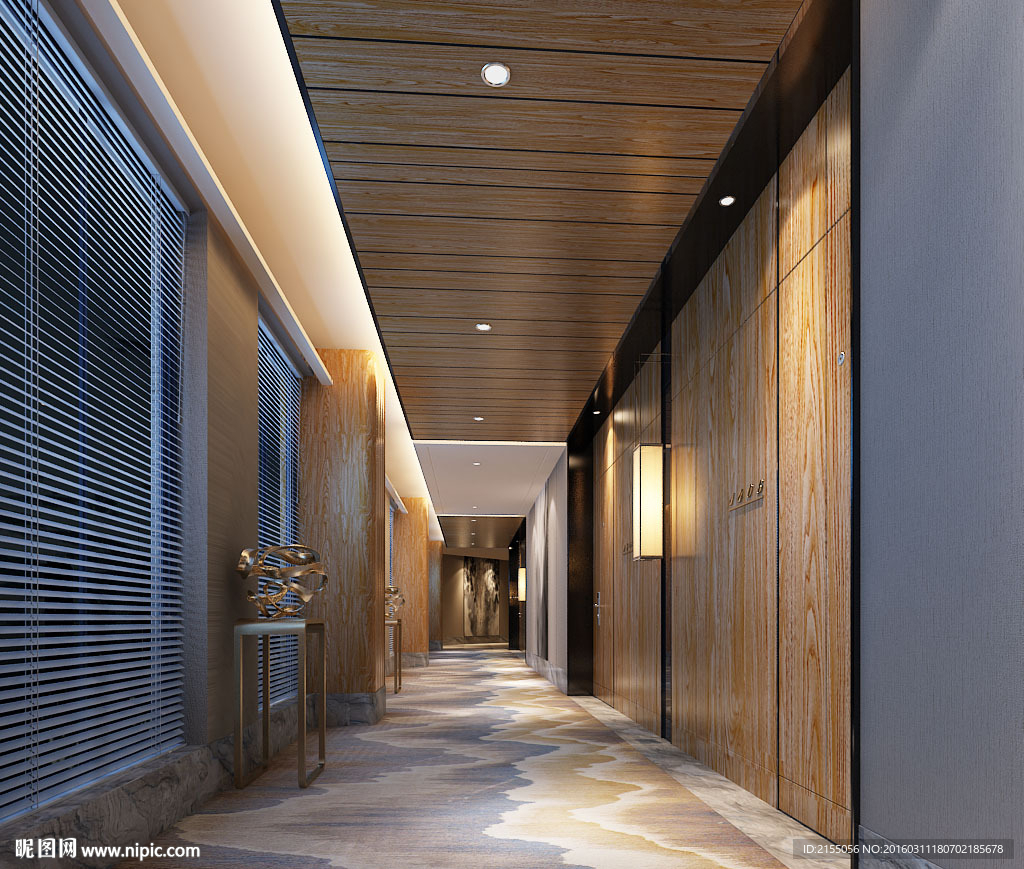 快捷酒店走廊室内3d模型渲染图