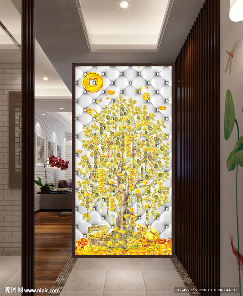 发财树软包玄关平面图