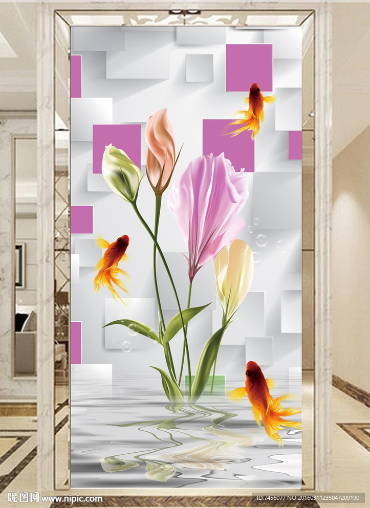 水中百合花唯美玄关平面图