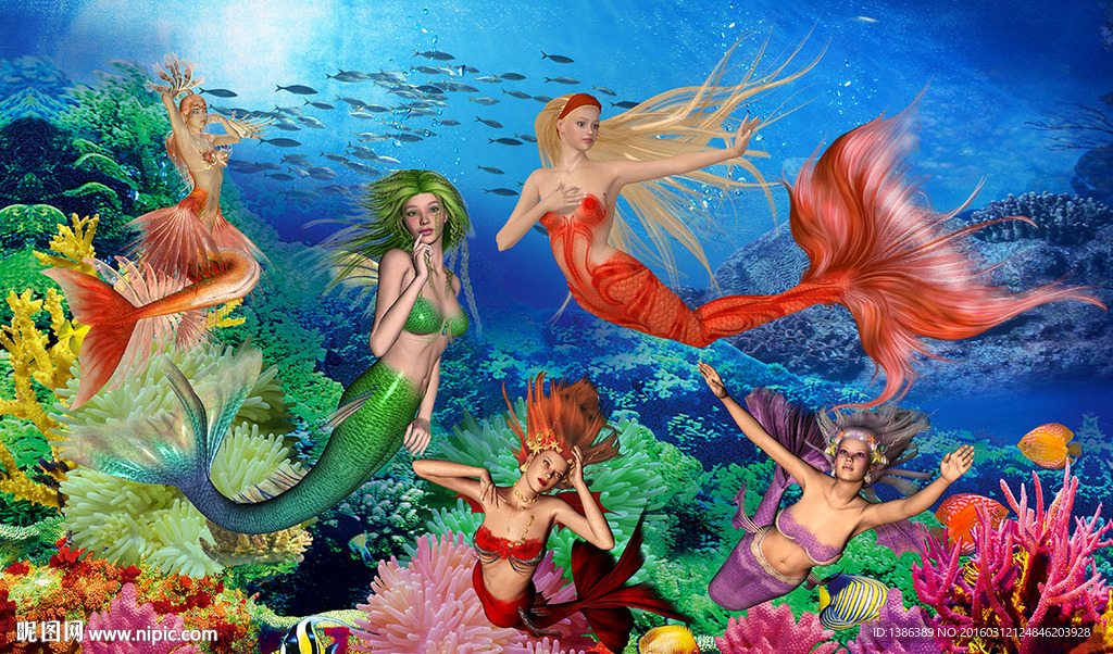 唯美海底世界美人鱼写真背景