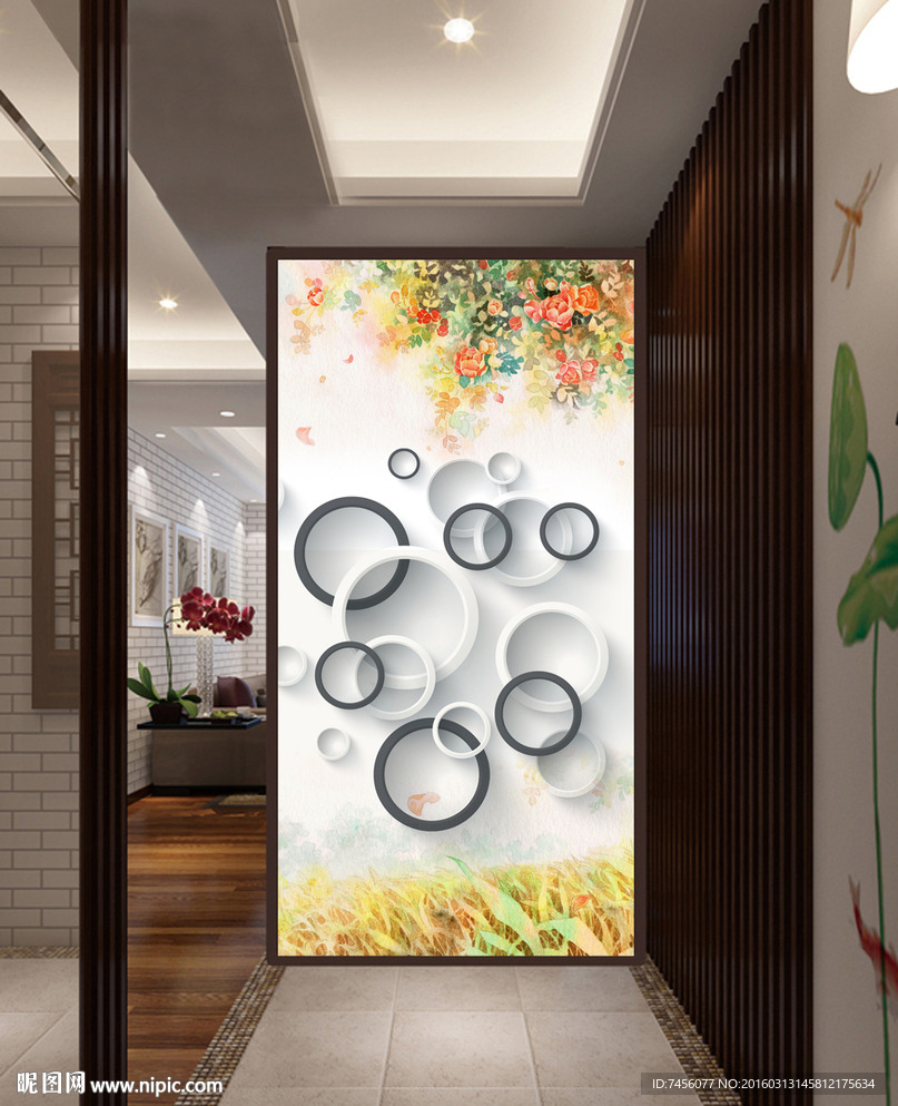 梦幻花瓣立体圆环玄关平面图