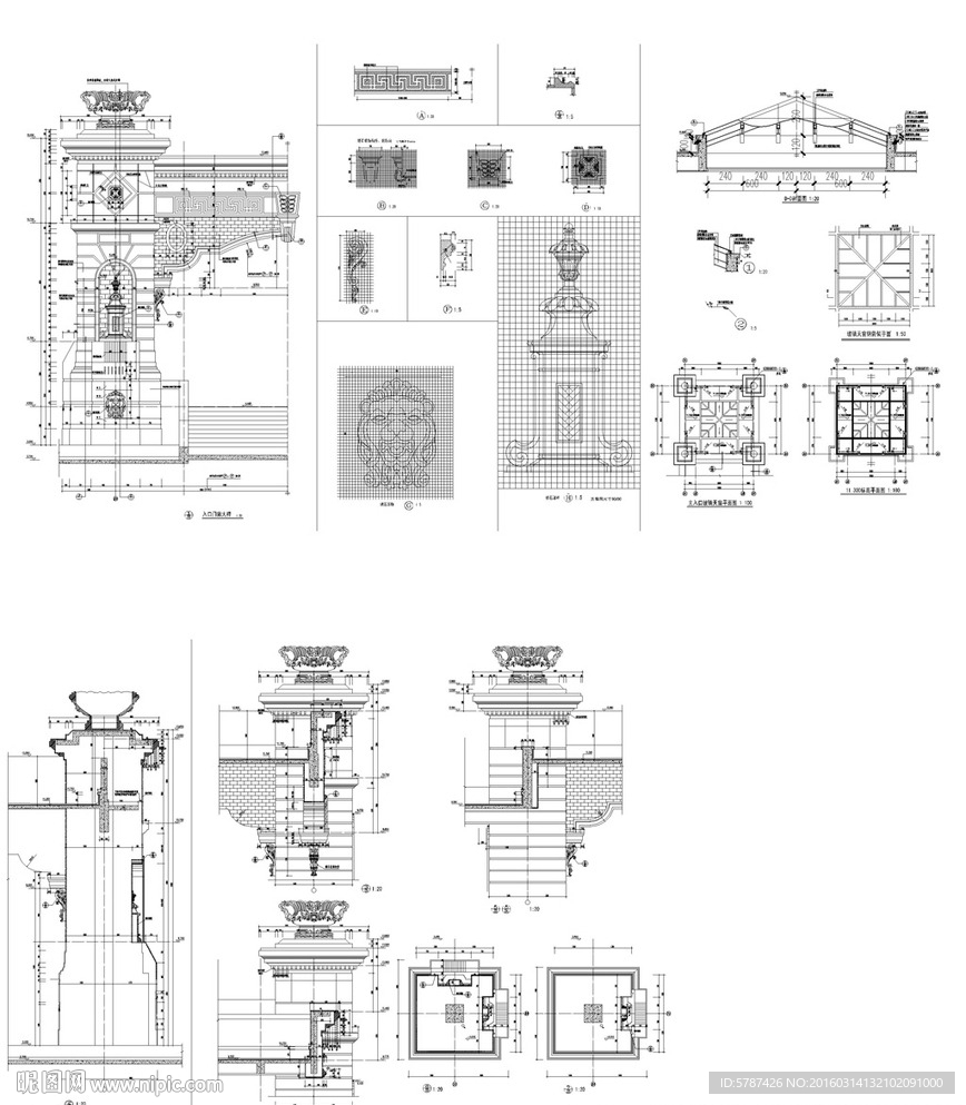 罗马建筑大门 建筑图纸