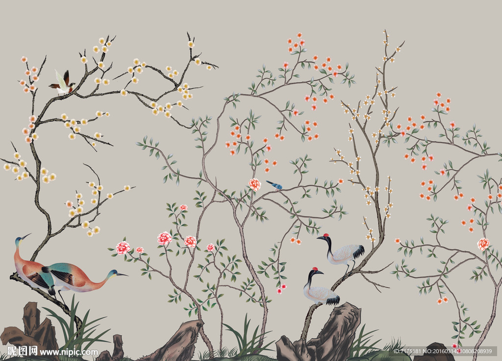 壁纸壁画装饰画花鸟图