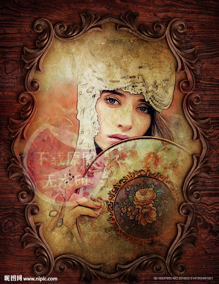 哥特风少女插画分层图