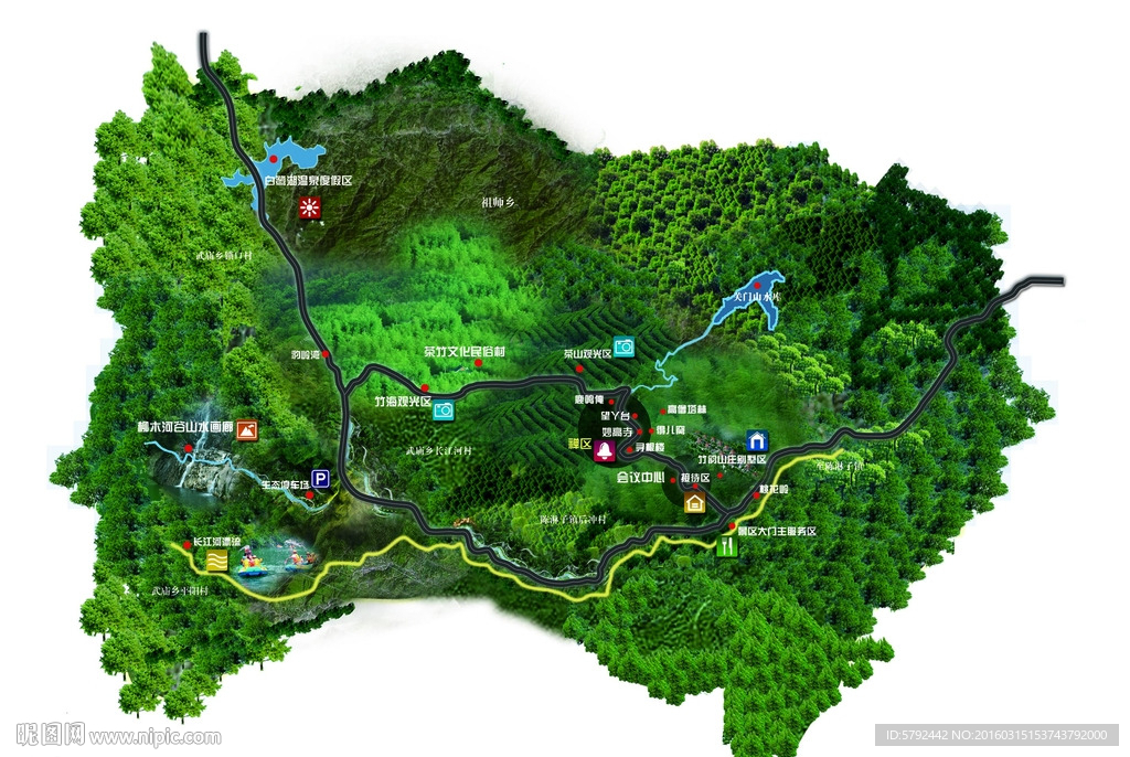 合成东九华山旅游景点图