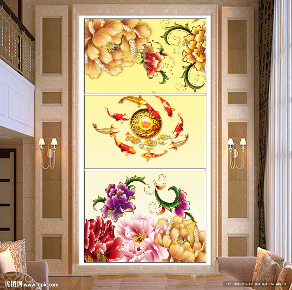 玄关 富贵九鱼图 平面图