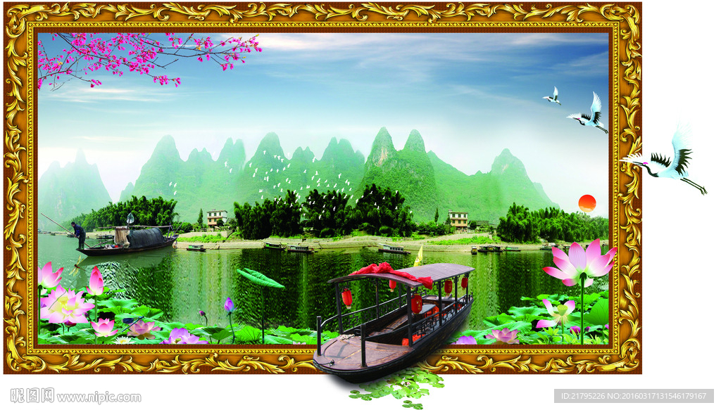 3d立体画桂林山水图片