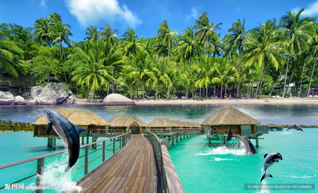 3d背景墙 海岛背景墙