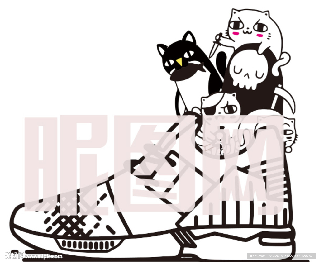 卡通个性t恤潮流动漫超酷矢量