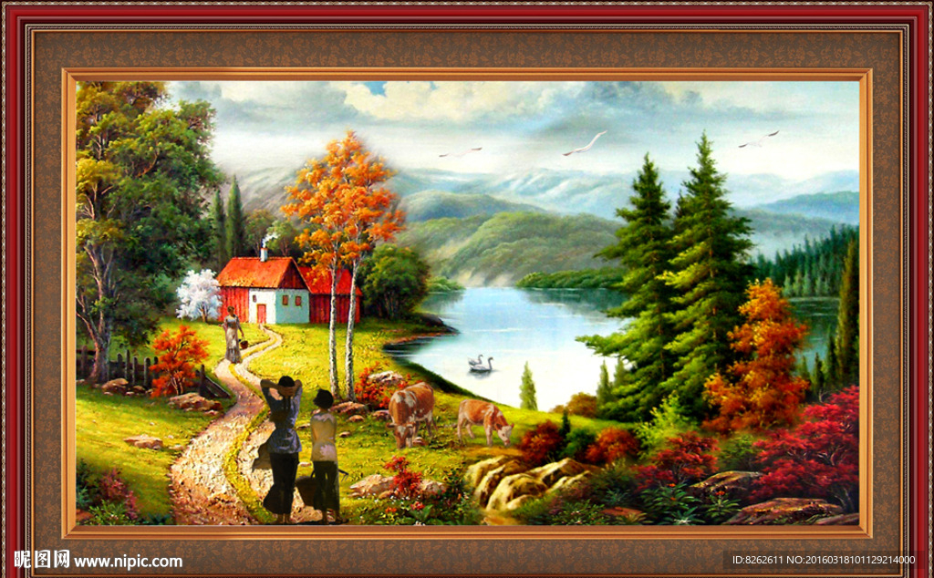 山村油画