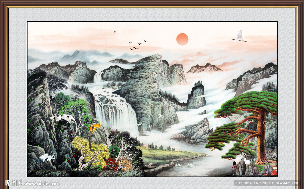 迎客松国画