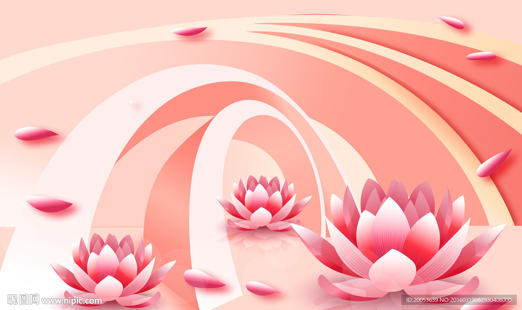 3d莲花电视背景墙