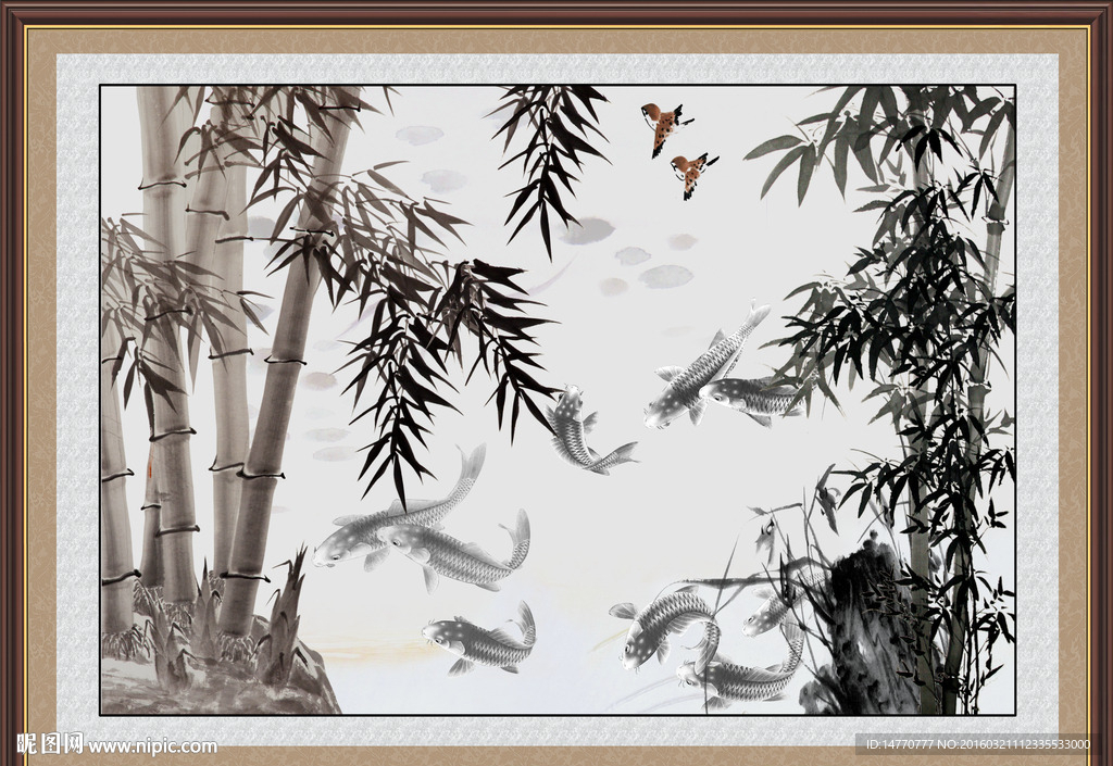 竹报平安 水墨图