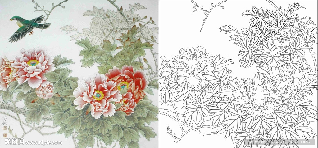 艺术玻璃 隔断 背景墙 牡丹