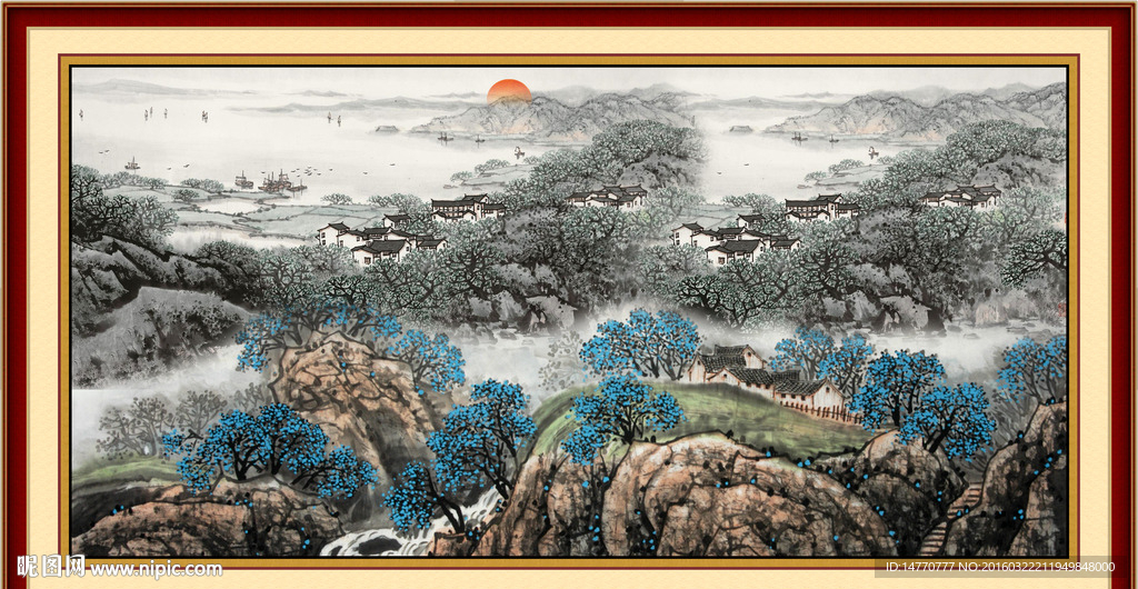 国画风景 旭日东升