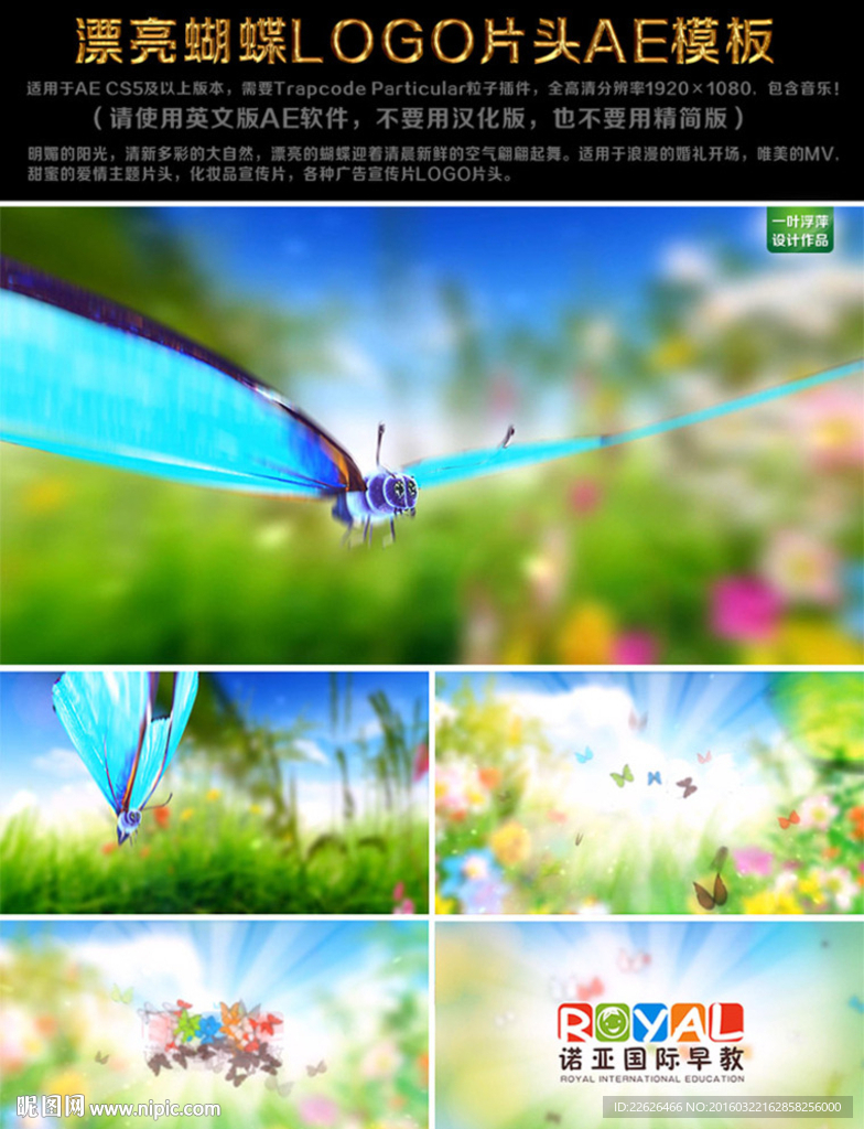 漂亮蝴蝶LOGO片头AE模板