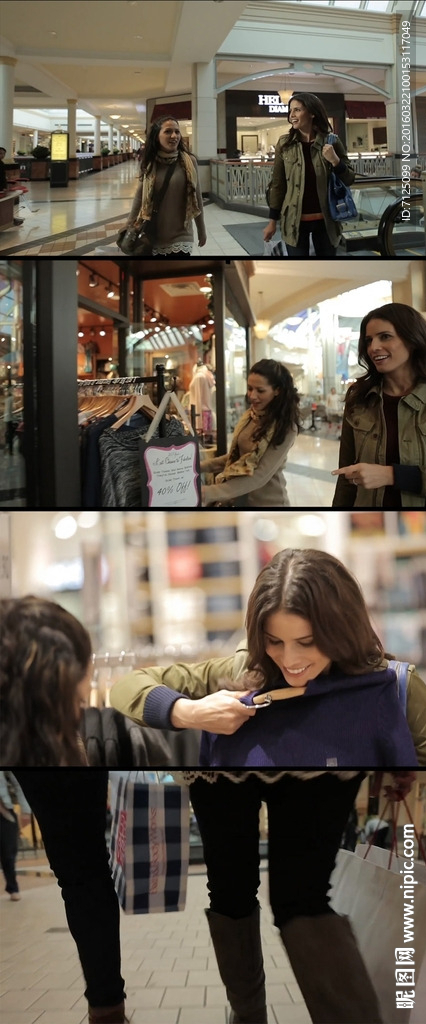 外国美女商场购物高清实视频素材