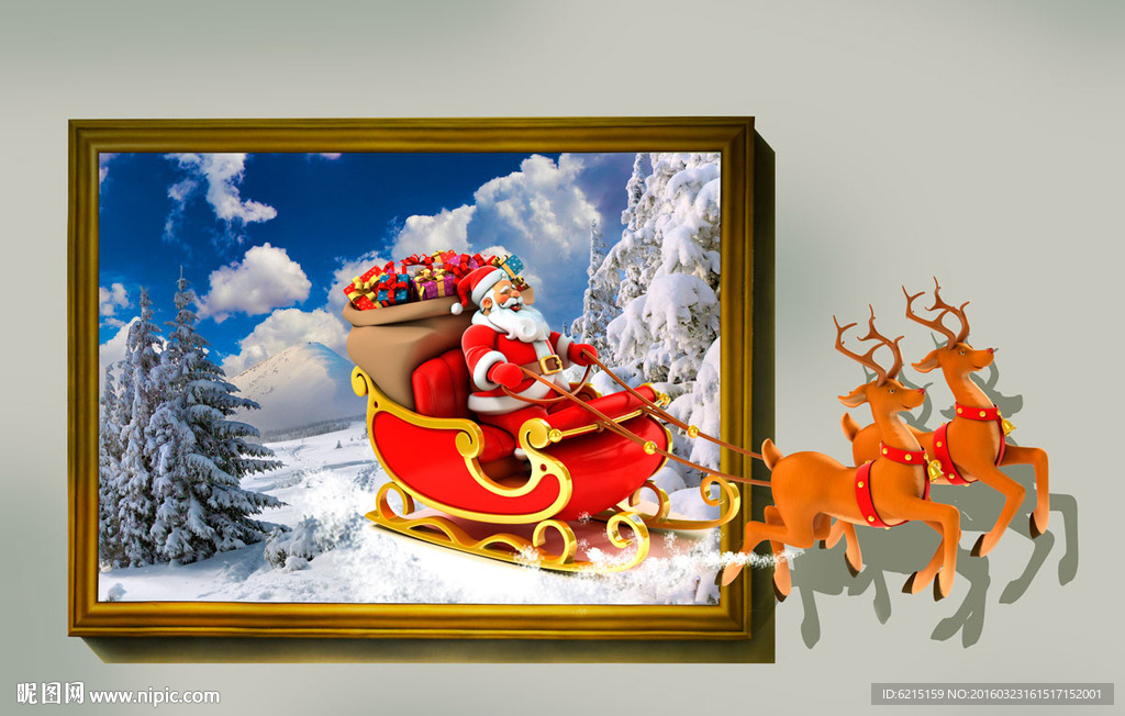 圣诞老人3d画图片