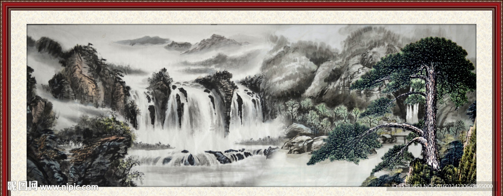 国画迎客松