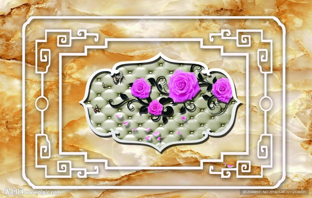 3D软包玫瑰花