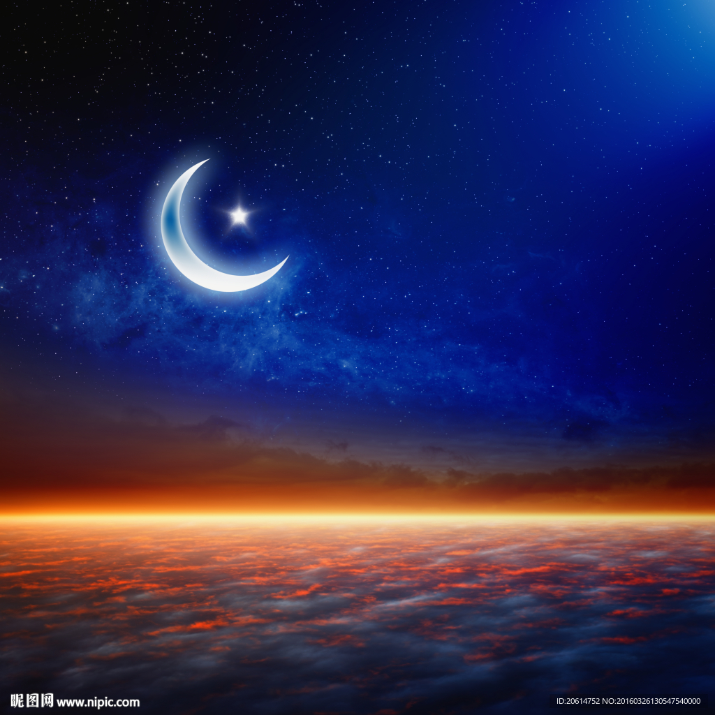 星空中的月亮创意海报