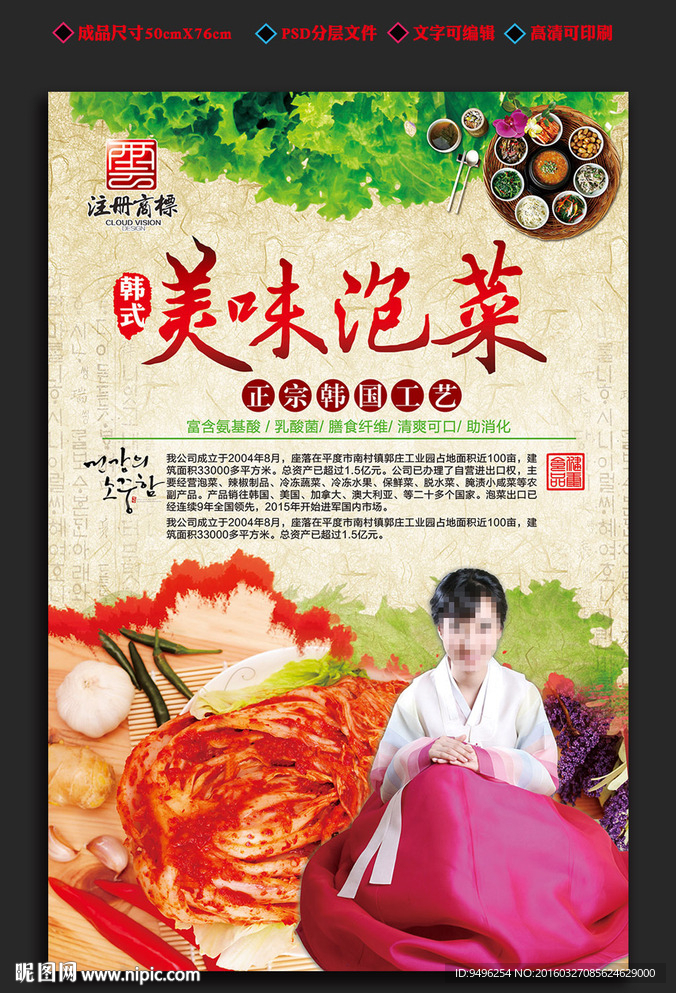 韩国泡菜宣传海报模板