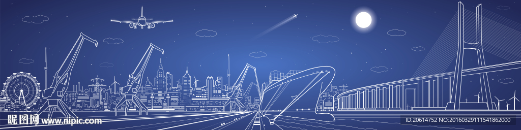 城市风景线条勾勒创意海报