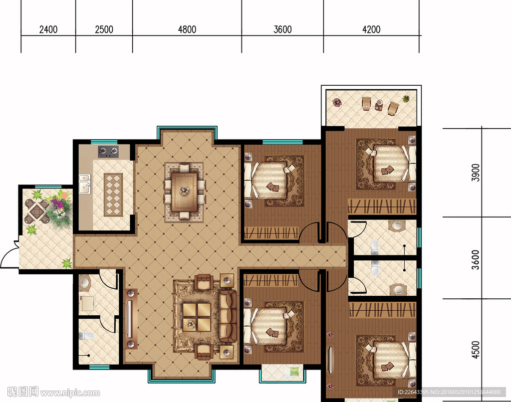 户型图渲染 房地产户型图