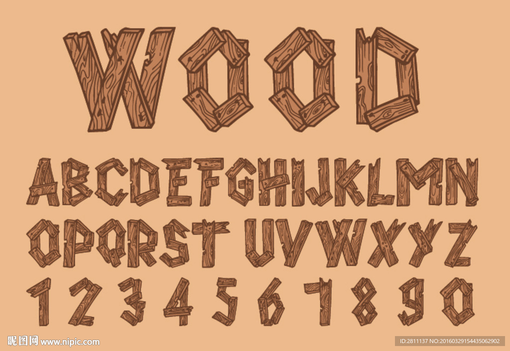 字体设计之木头字体