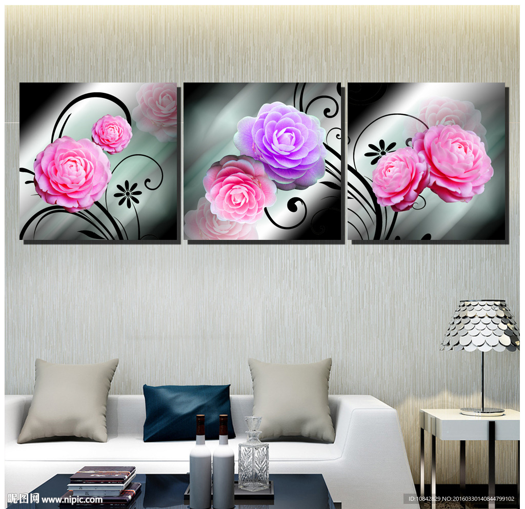 客厅抽象花卉装饰画