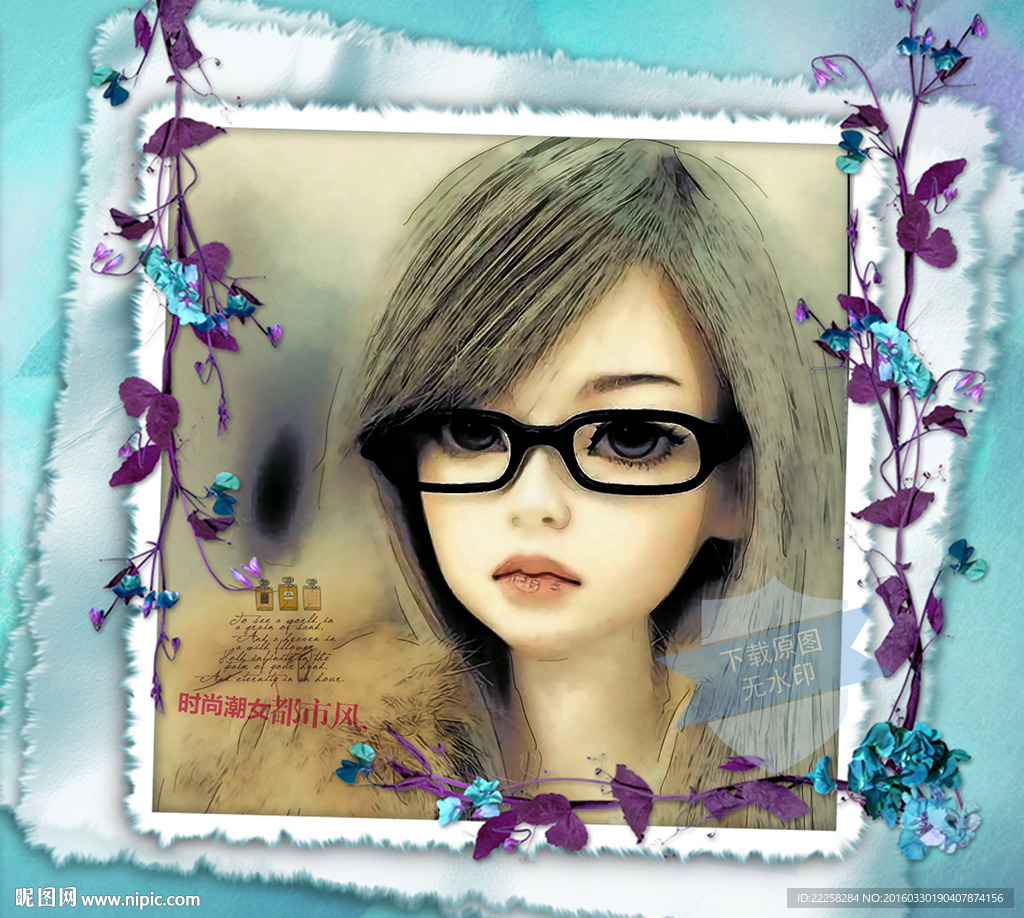 动漫少女插画分层