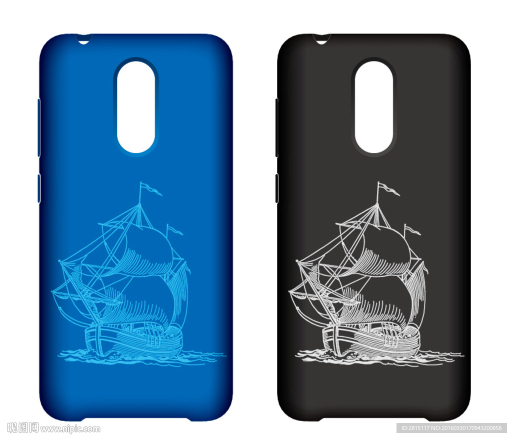 复古帆船镭雕图案手机壳