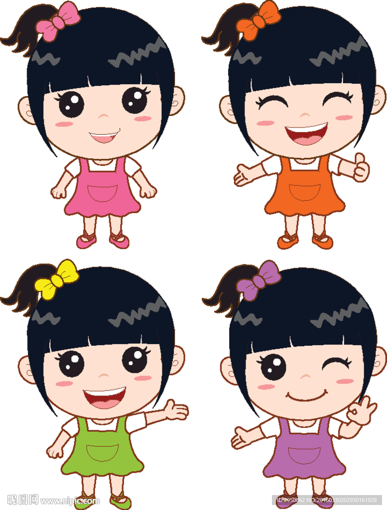 原创卡通小女孩矢量造型图集