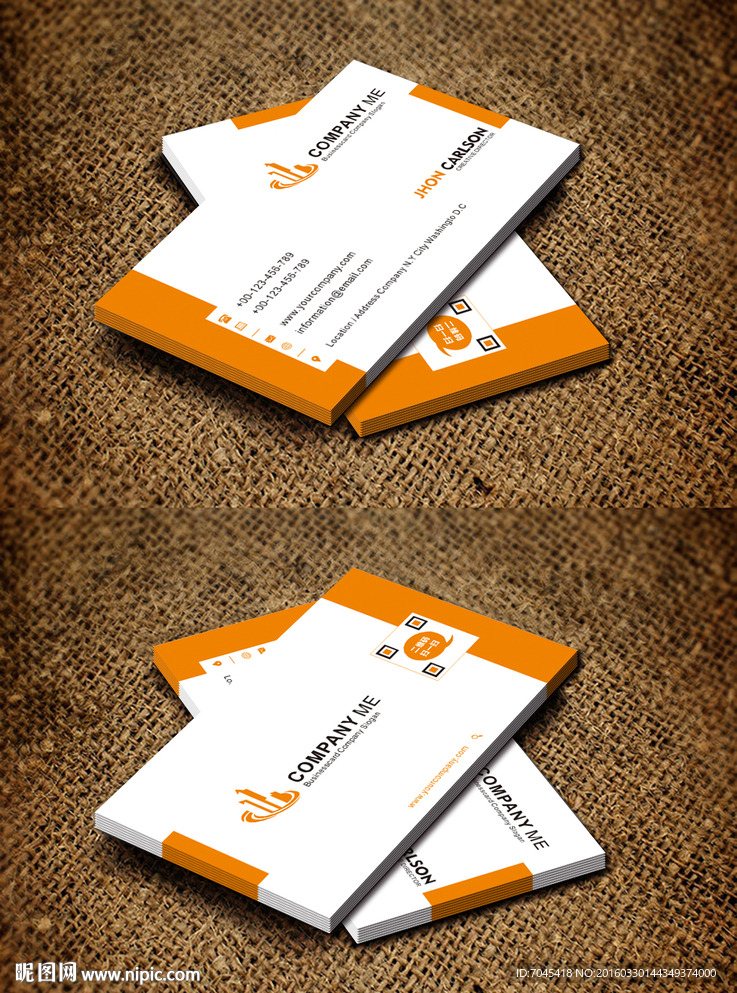 橙色大气名片设计图片