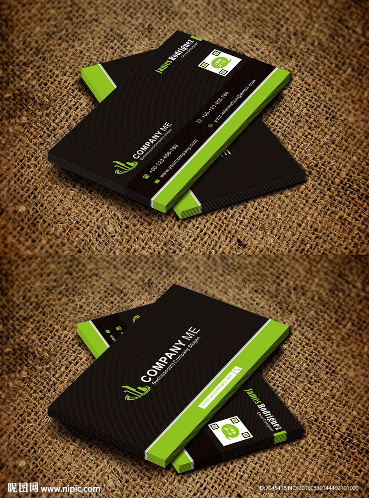 简洁绿色环保名片设计