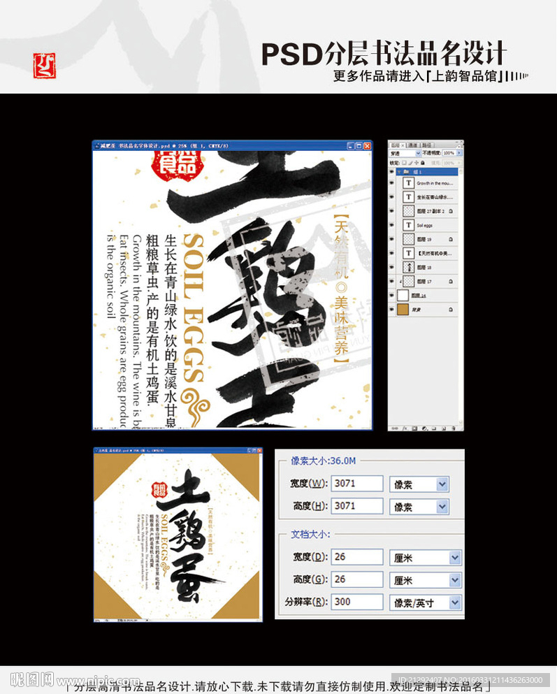 土鸡蛋 书法品名设计