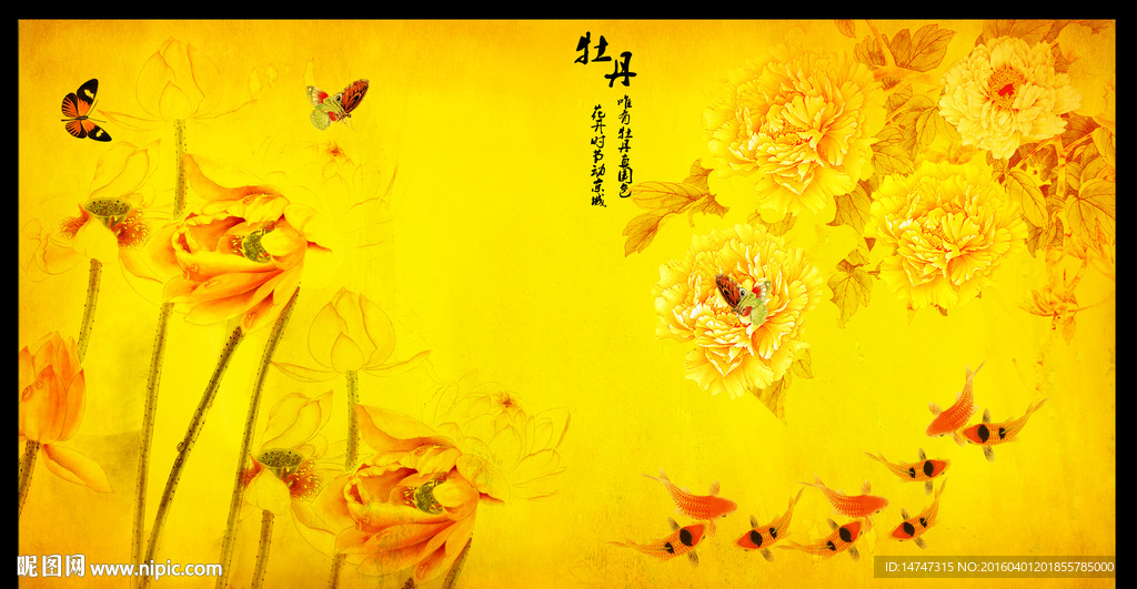 荷花 牡丹