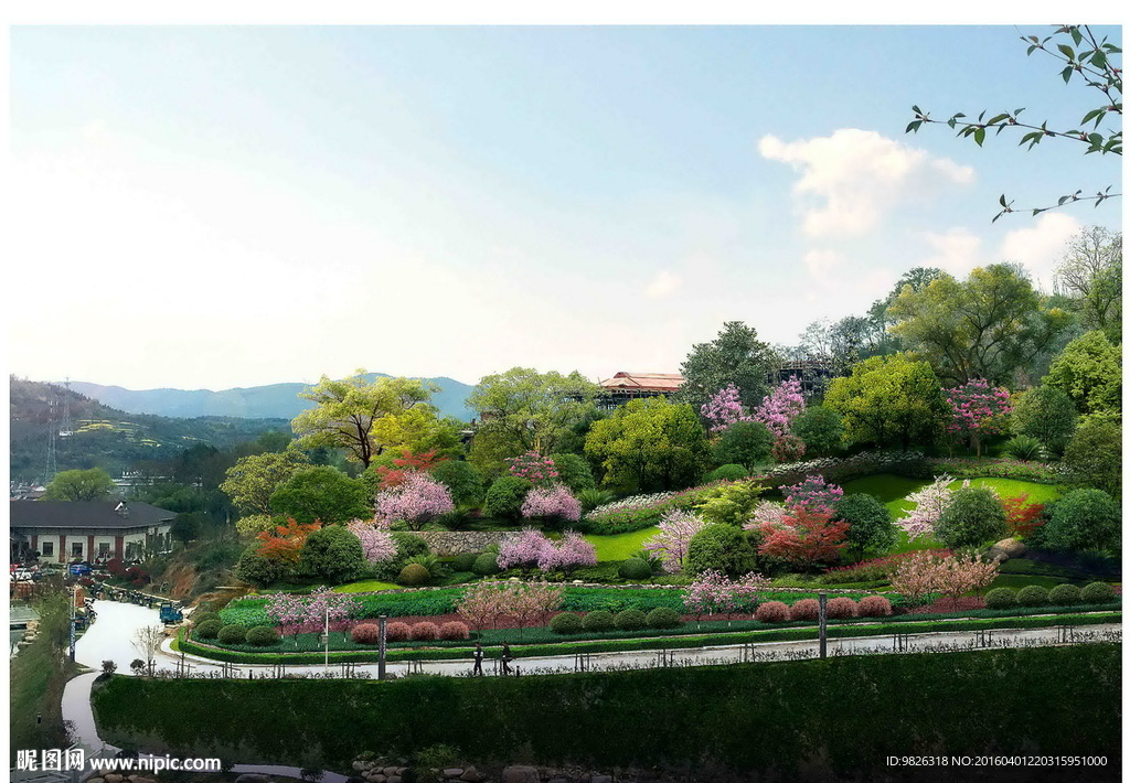 休闲山庄坡上绿化