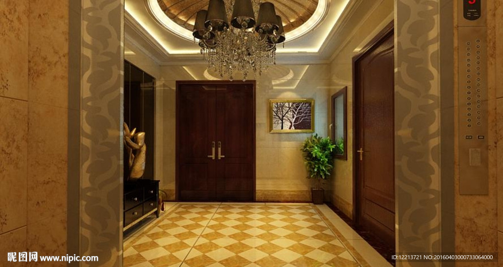 在电梯间内出来