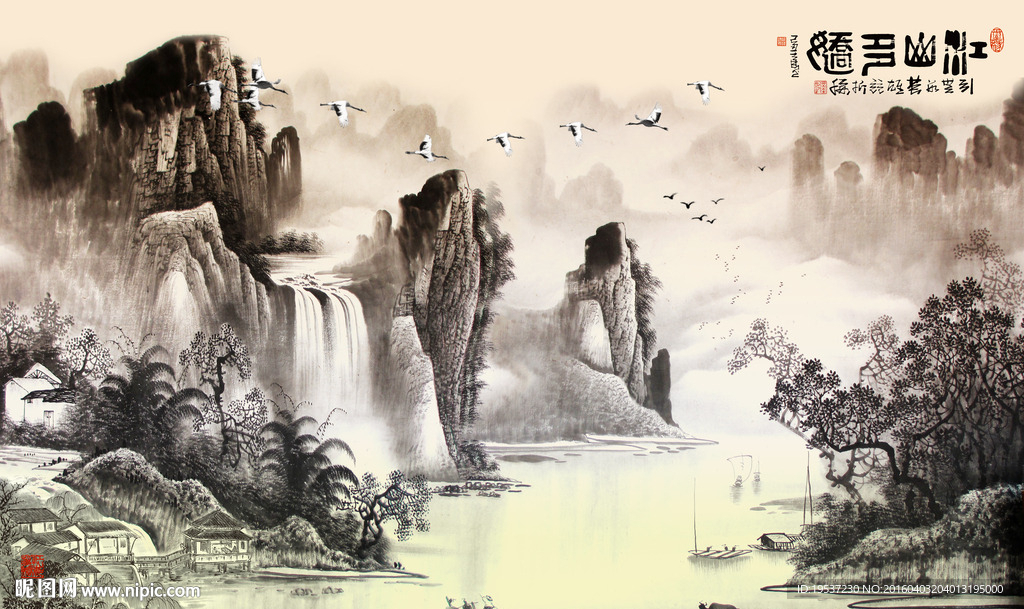 中式山水背景图片