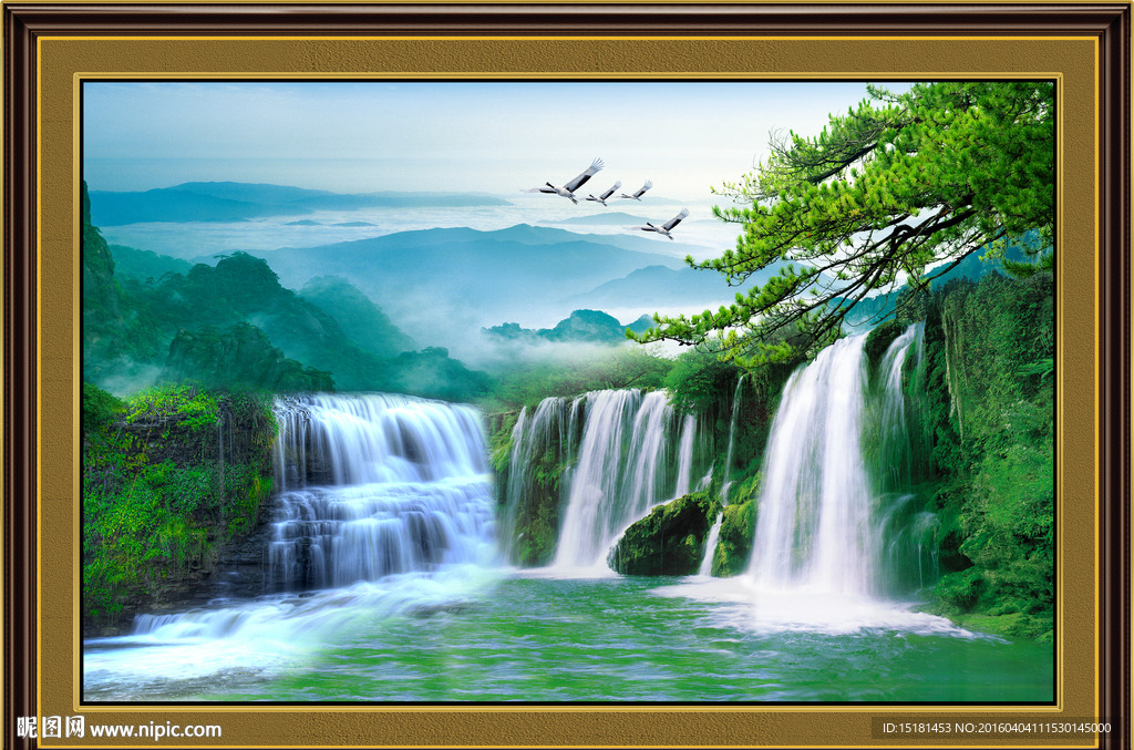 流水生财 山水风景画