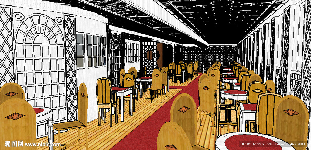 餐饮酒店室内草图大师SU模型