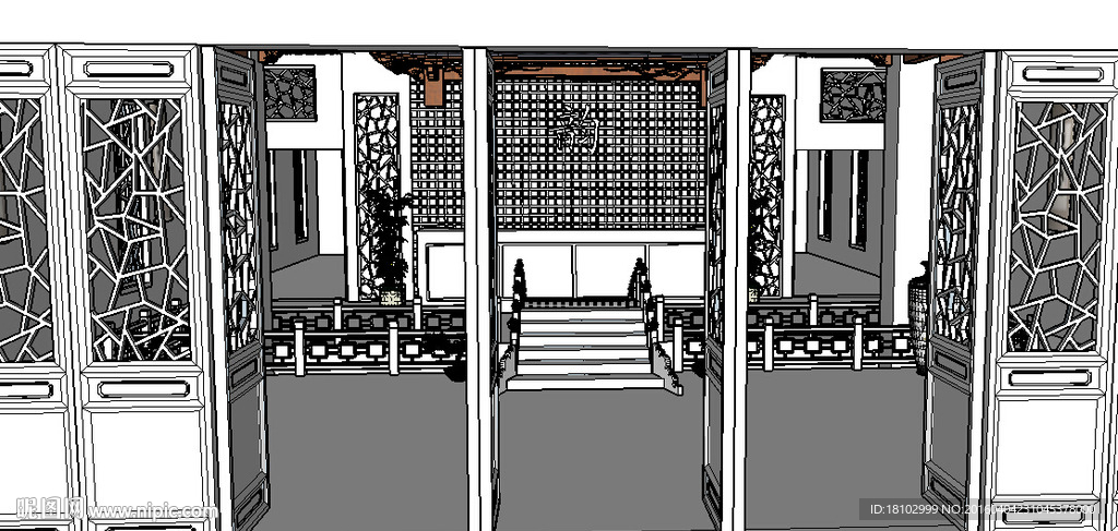 酒店大堂草图大师SU模型