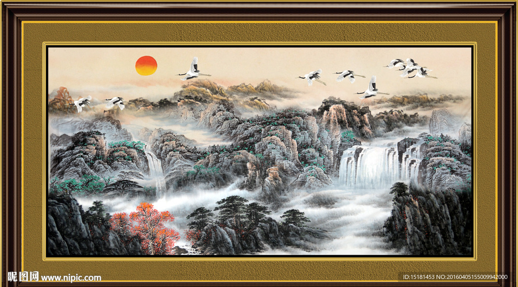 山水画江山如此多娇