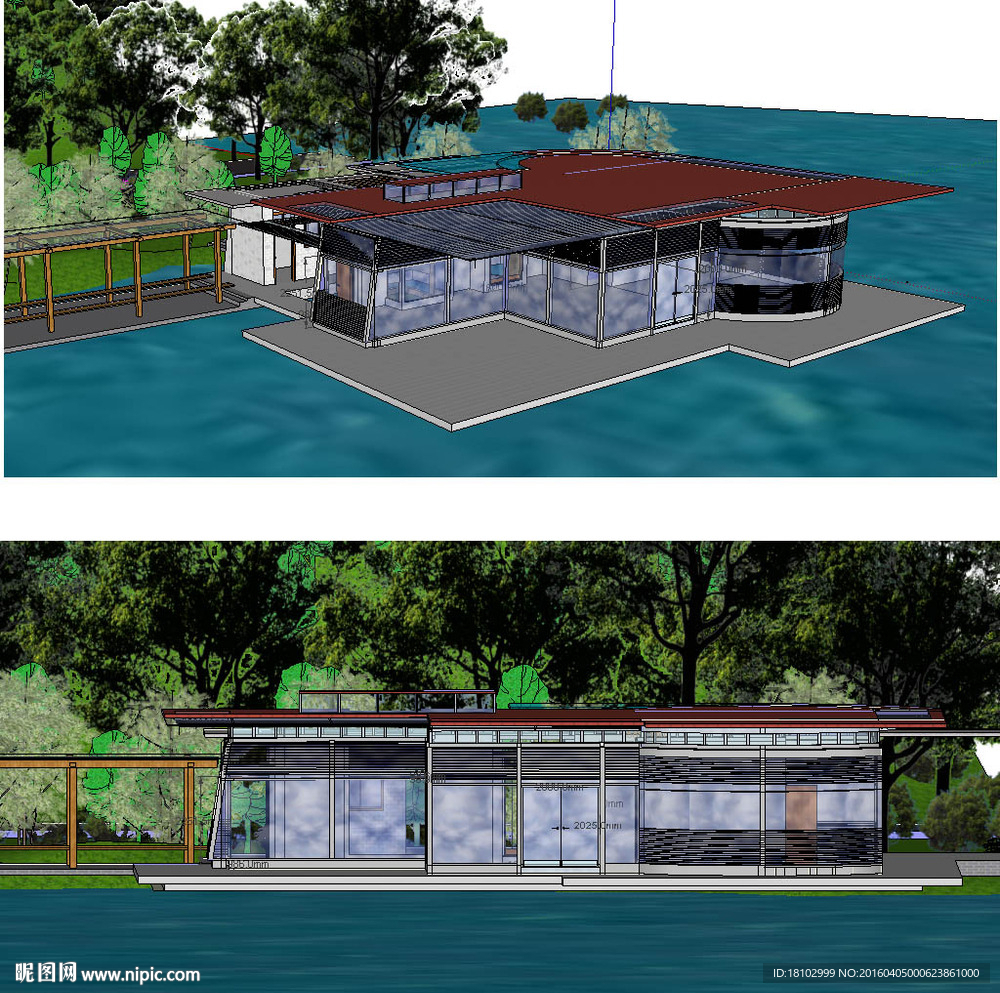 茶室外建筑设计草图大师SU模型